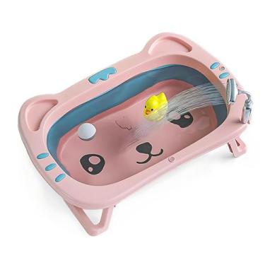 Imagem de Banheira De Bebê Dobrável Retrátil Antiderrapante Ofurô Gatinho Infant