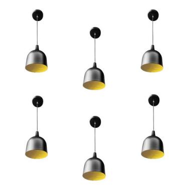 Imagem de Kit 6 Luminária Pendente Gota Com Interior Amarelo Com Fiação 110/220v