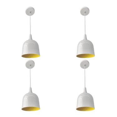 Imagem de Kit 4 Luminária Pendente Gota Com Interior Amarelo Com Fiação 110/220v