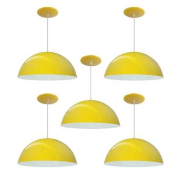 Imagem de Kit 5 Luminária Pendente Meia Lua 34cm Com Interior Branco Brilho Com 