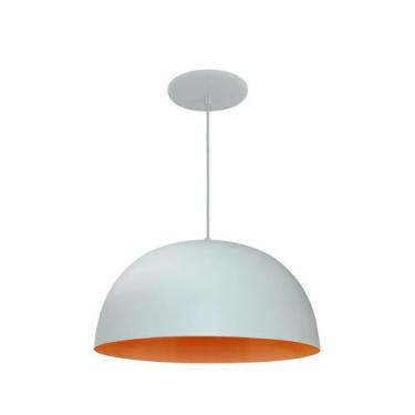 Imagem de Luminária Pendente Meia Lua 24cm Com Interior Laranja Fiação 110/220v 