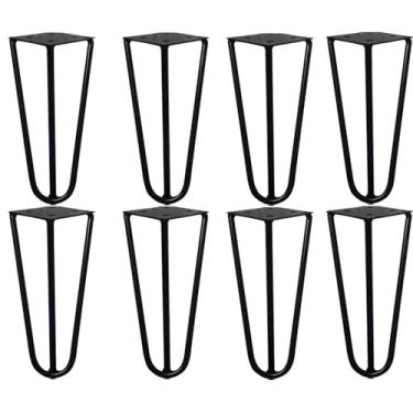 Imagem de Kit 8 Pés de Metal 15 CM Hairpin Legs Mesas de Centro Puffs Preto G41