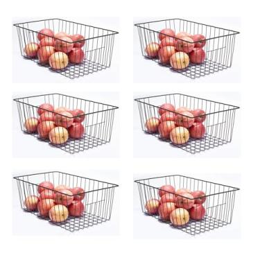 Imagem de Nprohuge Pacote com 6 caixas organizadoras de freezer - Organizadores de freezer vertical de 16 pés, fácil de obter alimentos, melhorar a circulação de ar, cestas de armazenamento de arame, preto