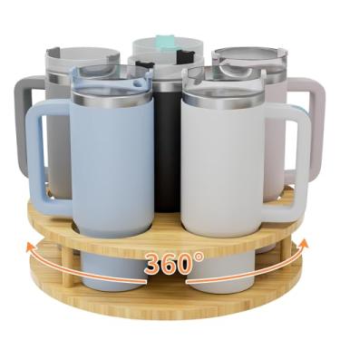 Imagem de Hervimo Organizador de copos Stanley, organizador de garrafa de água para Stanley, organizador de garrafas de água para armário, organizador de copos de bambu compatível com copos de 1,134 g, suporte
