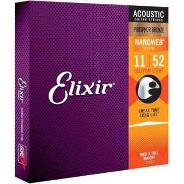 Imagem de Encordoamento Elixir 011 Custom Light Violão Aço 16027