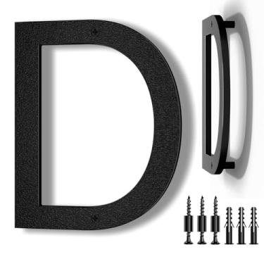 Imagem de IVERRA Números grandes flutuantes de 20 cm, número de casa moderno preto para uso externo, números de endereço residencial para portão de garagem ao ar livre Wall Street (letra D)