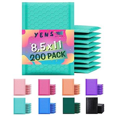 Imagem de Yens Envelopes de plástico bolha 8,5 x 12 pacote com 200 sacos de envio autoselantes à prova d'água azul-petróleo, envelopes acolchoados para envio, correspondência, embalagem utilizável 21,5 x 28 cm