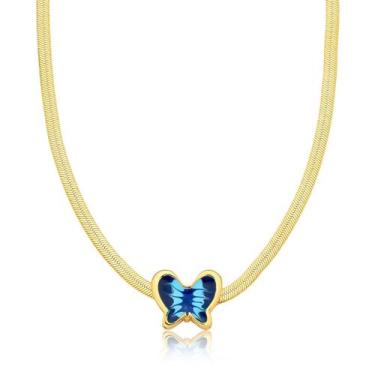 Imagem de Choker Borboleta em Fita Diamantada Revestida em Ouro - VL ACCESSOIRES