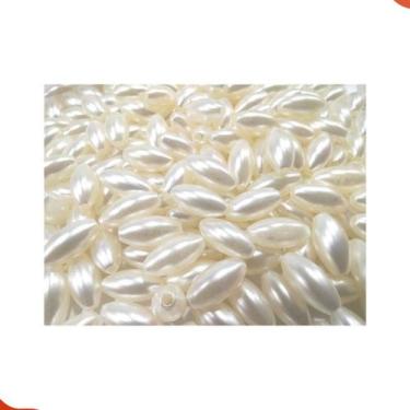 Imagem de Arroz Perolado Liso Passante 4X8mm Em Abs Com 500Gr - LADEIRA BIJUTERI