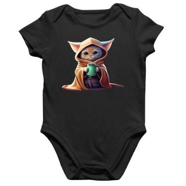Imagem de Body Bebê Algodão Gato Jedi - Foca na Moda, Preto, M