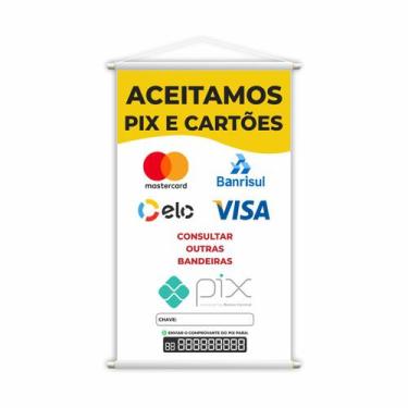 Imagem de Banner Aceitamos Pix e Cartões Formas Pagamento 80x50cm - PlimShop