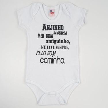 Imagem de Body Bebê Suedine Manga Curta Branco Anjinho - XIKids, GG