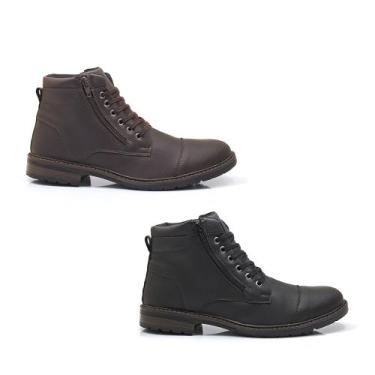 Imagem de Kit 2 Pares Bota Masculina Bredeni Com Ziper State, 42, Preto, Marrom,