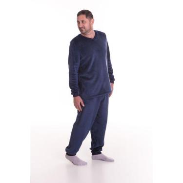 Imagem de Pijama de Fleece Inverno Quentinho Masculino - Super Estilo, Azul, G