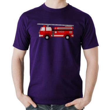 Imagem de Camiseta Algodão Caminhão de Bombeiro - Foca na Moda, Roxo, P