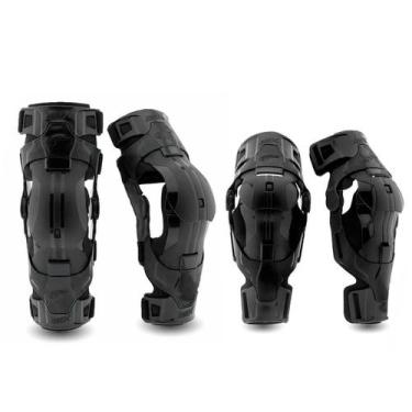 Imagem de Kit Joelheira Cotoveleira Amx Articulada Motocross Trilha, Preto