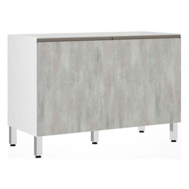 Imagem de Balcão De Pia Sem Tamp 120cm Branco Com Concreto - LUCIANE