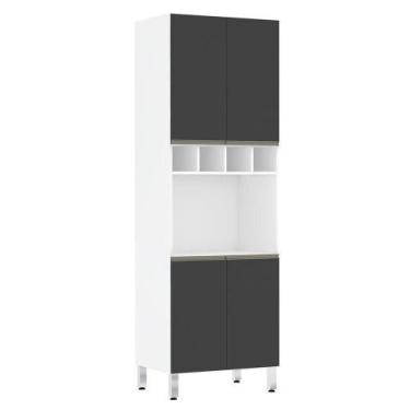 Imagem de Paneleiro Perola 70 Cm C/ Nicho Microondas Branco C/ Preto T - LUCIANE