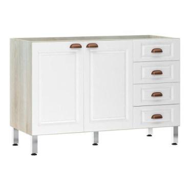 Imagem de Balcão De Pia S/ Tampo 120cm 2 Portas 4 Gavetas Agatha Legn - LUCIANE 