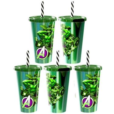 Imagem de Kit 5 Copos Tema Hulk Lembrancinha p/ Doces Festa Infantil - Plasútil,