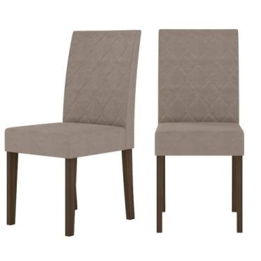 Imagem de Kit de 2 Cadeiras Jade com Tecido em Suede Bordado - Poliman, Amendoa/