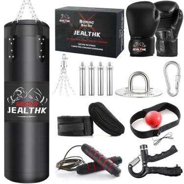 Imagem de JEALTHK Saco de pancadas de tecido Oxford de alta densidade de 1,2 m para adultos. Equipamento de treinamento de boxe com luvas de 340 g para boxe, MMA, kickboxing, karatê, muay thai, treinamento de