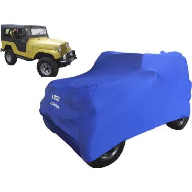 Imagem de Capa De Tecido Com Logo Jeep Willys Melhor Durabilidade - Mz, Azul