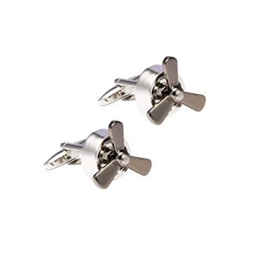 Imagem de Knighthood Abotoaduras de hélice de avião para homens, prata e metal, abotoaduras, negócios, presentes de casamento com caixa de presente