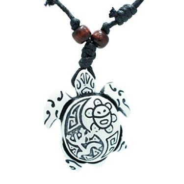 Imagem de exoticdream Colar de tartaruga Yin Yang Coqui Taino Sol com cordão de algodão, Resina Algodão