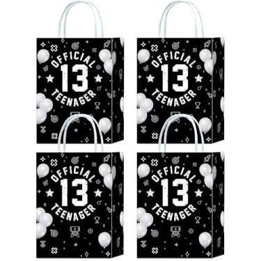 Imagem de 16 peças de lembrancinhas oficiais para adolescentes de 13 anos, preto, branco, presente de aniversário de 13 anos, petiscos, doces, lembrancinhas com alças para meninos e meninas, decorações de festa