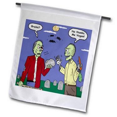 Imagem de 3dRose Fl_3810_1 Bandeira de jardim veganos zumbi Halloween 30,48 x 45,72 cm