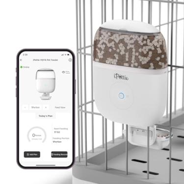 Imagem de iPettie Alimentador inteligente de gaiola suspensa WiFi para coelhos, gatos, cães e hamsters – perfeito para lojas de animais, controle remoto e de porções, alimentação cronometrada, capacidade de