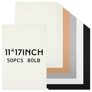 Imagem de Gersoniel 50 folhas de papel cartão colorido grande 28 x 43 cm A3 creme branco kraft cinza branco para impressão, cartolina, confecção de cartões e artesanato faça você mesmo, material escolar de