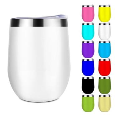 Imagem de Jixoria Copos de vinho personalizados personalizados com nome do texto da foto 355 ml xícara de café de viagem de aço inoxidável presente de aniversário para ele, ela, 1 peça, branco em branco