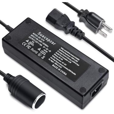Imagem de Suacopzar Conversor CA para CC de 3 metros de 110 V para 12 V 10 A 120 W, adaptador de isqueiro de carro para plugue de parede, adaptador de isqueiro de 3 pinos CA para CC para compressor de ar e