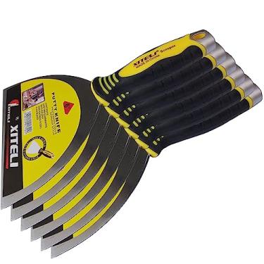 Imagem de ESreake Pacote com 6 Raspadores de Massa, Espátulas de 6" com Cabo Ergonômico de Plástico para Colagem de Tinta, Piso, Azulejo, Ferramentas de Massa de Metal, Faca, Removedor de Ma (,)