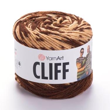 Imagem de YarnArt Fio acrílico de lã de mármore Cliff – 80% acrílico, 20% lã, tricô crochê para artesanato – suéter, cachecol, fio de xale, fio de outono inverno peso médio (4), 1 novelo (8313)