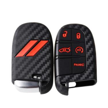 Imagem de // Capa Slash Carbon Silicone Key Fob para Dodge Charger Challenger Dart Durango Journey 5 botões chaveiro remoto