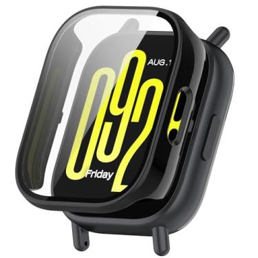 Imagem de MOTONG Capa protetora para relógio de PC com cobertura total, protetor de tela de vidro temperado compatível com Redmi Watch 5 Active (preto)