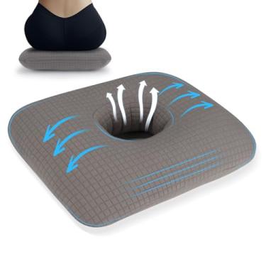 Imagem de RoamReady Almofada de donut para alívio da dor no cóccix, almofada de algodão respirável para hemorróidas, gravidez, próstata e cirurgia, alívio da pressão sentada para casa, escritório e carro