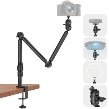 Imagem de Suporte de câmera superior para mesa, suporte de mesa dobrável para câmera de 78,5 cm com parafusos de 1/10.2 cm, rotação de 360°, suporte de mesa de 3 seções com grampo C para DSLR, Digicam, webcam