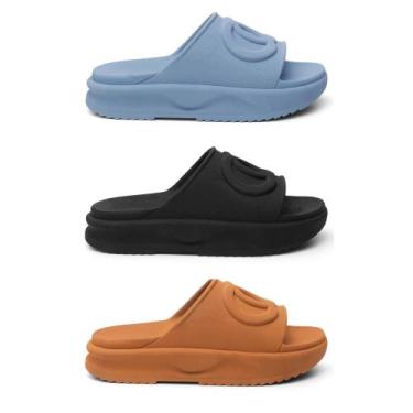 Imagem de Kit 3 Pares Chinelo Feminino Slide Plataforma Confortavel Nuvem - Revl