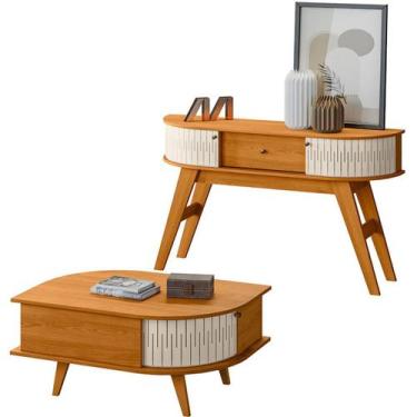 Imagem de Kit Aparador Histórico e Mesa de Centro Índia - Madetec, Cinamomo/Off 