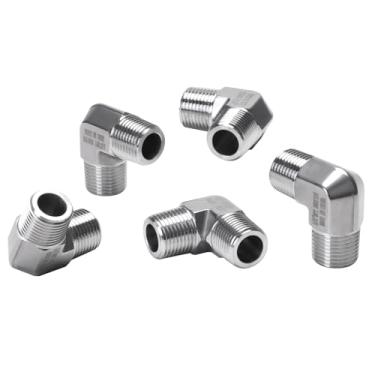 Imagem de DERPIPE Cotovelo de rua de 90 graus - 1/5.1 cm NPT macho para 1/5.1 cm NPT macho aço inoxidável 304 Forjado Barstock Street Elbow adaptador encaixe de tubulação (pacote com 5)