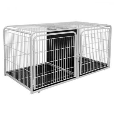 Imagem de Canil Gatil 2 Lugares Duplo Superior Sem Rodizio P/ Pet Shop - Açomix,