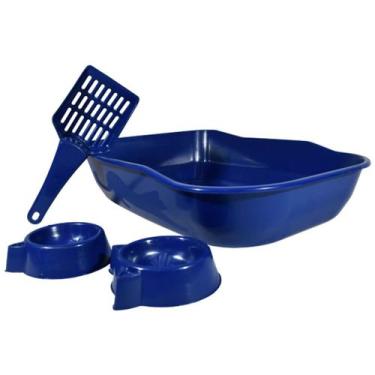 Imagem de Kit Caixa de Areia Para Gatos Com Pá e Comedouro Durasingle - Durapets