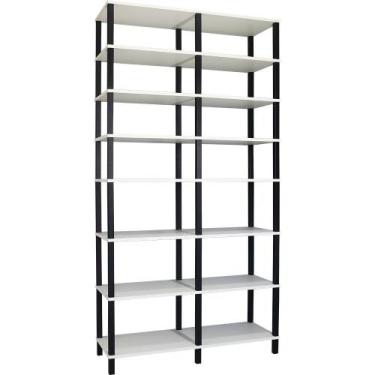 Imagem de Estante 116x38x221 Branca Montantes Pretos - EVOLUKIT