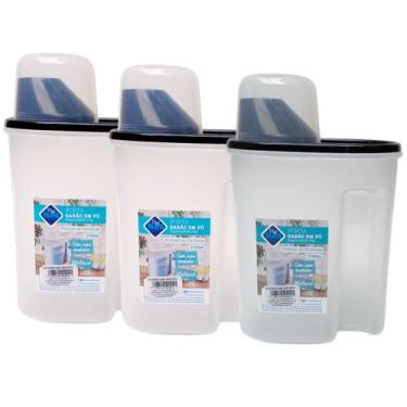 Imagem de Kit 3 Dispenser Porta Sabão em Pó Liquidos Ração 1,7L Com Tampa - PLAS