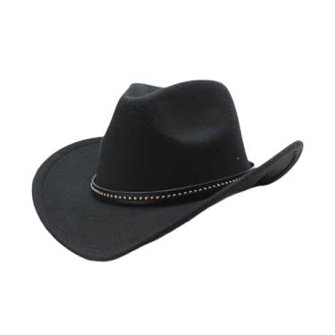 Imagem de Colaxi Fedora de chapéu de cowboy para dramatização de dramatizações de festas de festas de performance de palco de apresentação, Preto