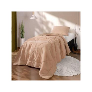 Imagem de Kit Edredom Solteiro 2 Peças Cobertor Margarida Caqui